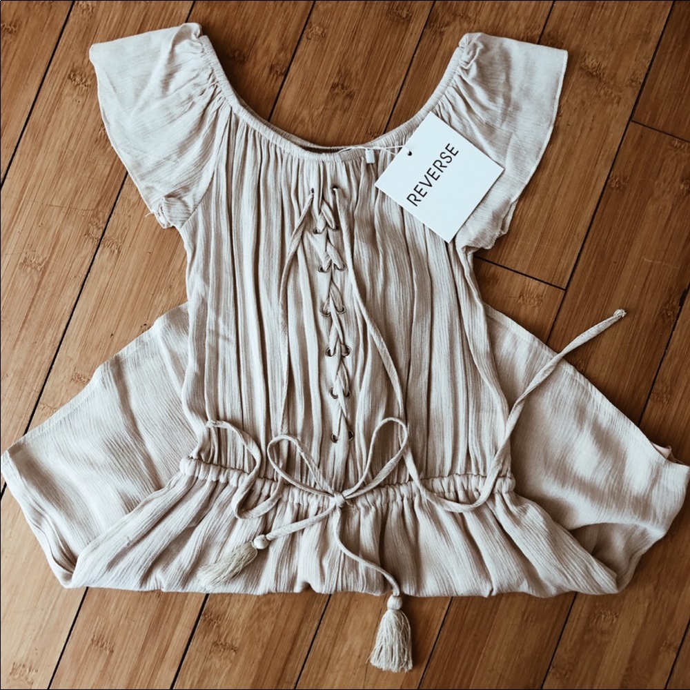 NEW ROMPER lace up off the shoulder